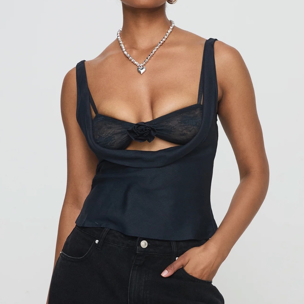 Princess Polly Delilah Navy Top